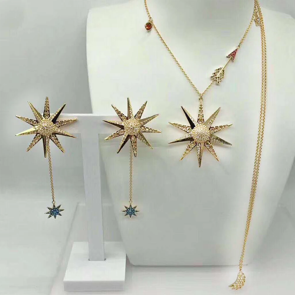 

SWA RO 2019 Original New LUCKY GODDESS STAR Necklace Set Shining Star Crystal Lucky Amulet Sending Love Romance Engagement Gift