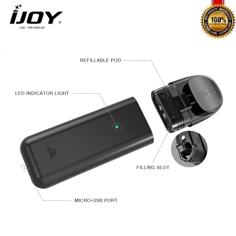 IJOY AI Pod 15 Вт стартовый набор 450 мАч встроенный аккумулятор мод с 2 мл вейп баком