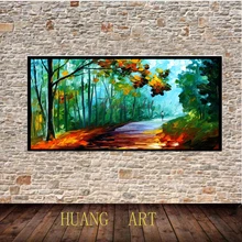 

Hand painted oil painting, blue autumn scenery, decorative painting, living room, background wall hanging painting unframed