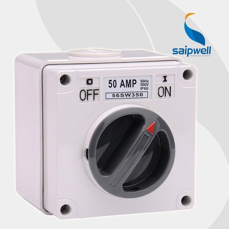 

Saip/Saipwell IP67 European/Australian 500V 50A 3P Industrial Electric Waterproof Isolating Switch (SP-56SW350)