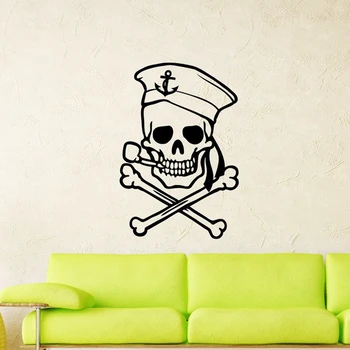 

Skull Halloween Sailor Sticker Punk Death Decal Devil Poster Name Car Window Art Wall Decals Parede Decor Mural