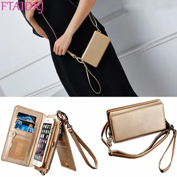 

FTAIDKJ Women PU Leather Case For iPhone XS Max XR 10 X Multifunction Wallet Card Phone Bag Flip Cover for iPhone 7 8 6 6S Plus