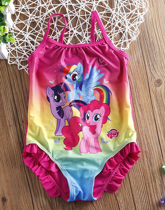 Одежда для купания для девочек 2-8 лет; цельный купальник для девочек; детский купальный костюм с героями мультфильмов; пляжная одежда - Цвет: SW640