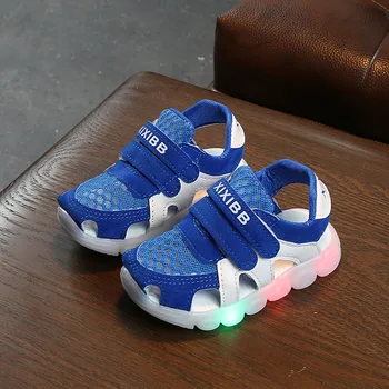 

davidyue kids sandals for girls boys luminous flat baby first walkers sandals summer beach baby led light sandals