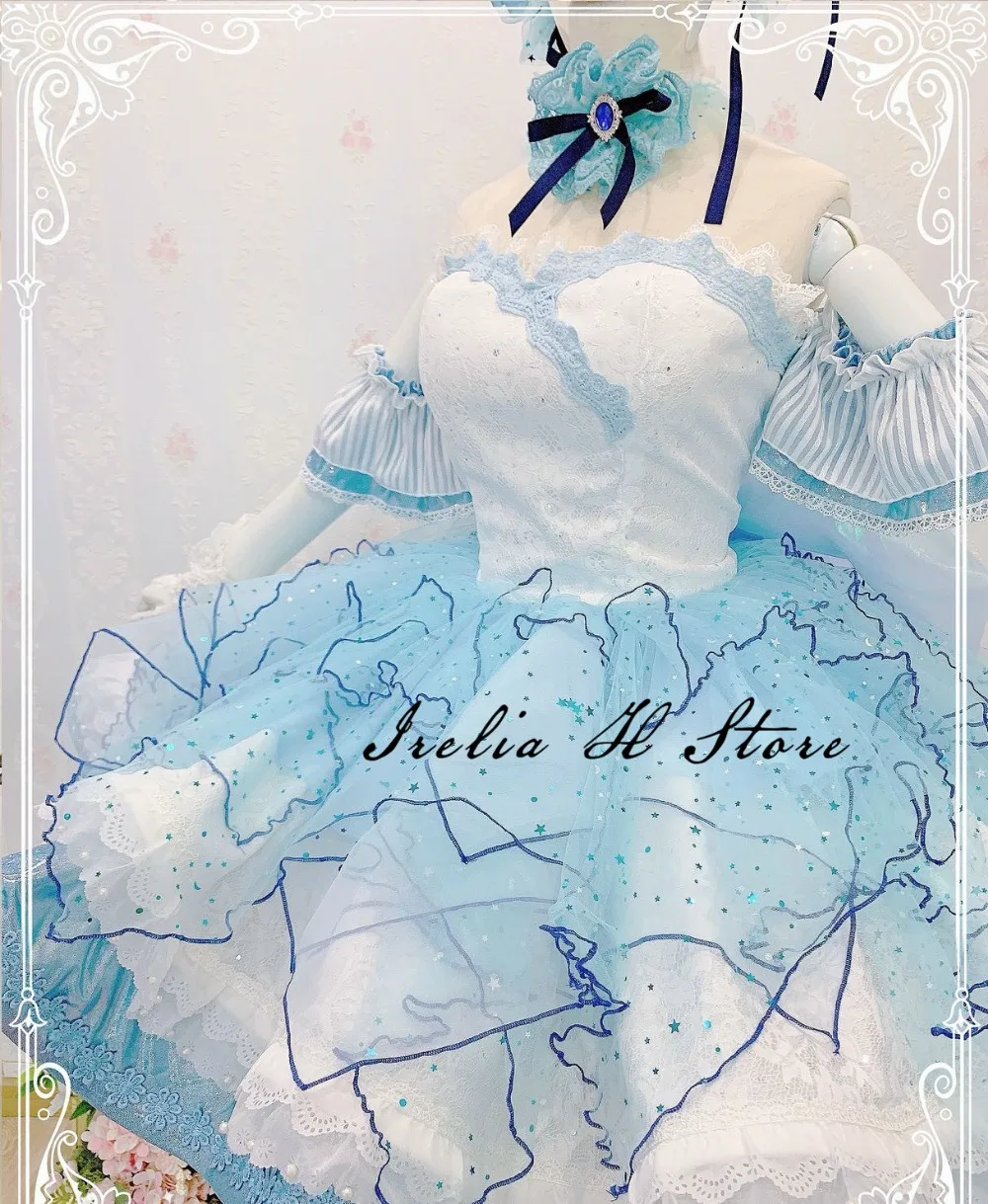 Любовь! Солнце! Aqours Watanabe вы Медузы комплект косплэй костюм Медузы Watanabe вы голубое платье индивидуальный заказ