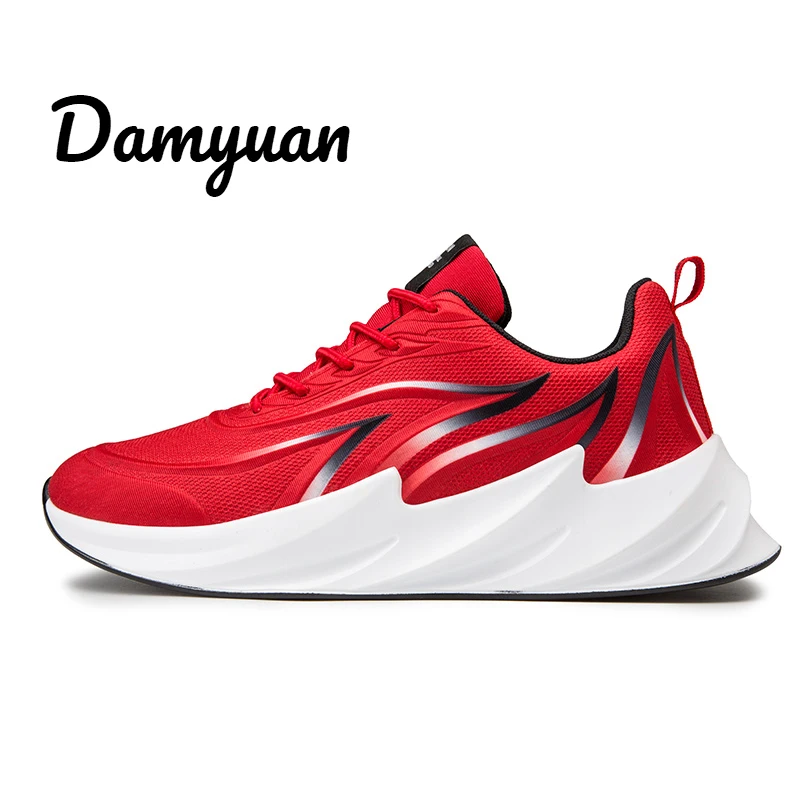 Damyuan/Новинка года; модная классическая обувь; мужские удобные дышащие легкие беговые туфли из сетчатой ткани - Цвет: Красный