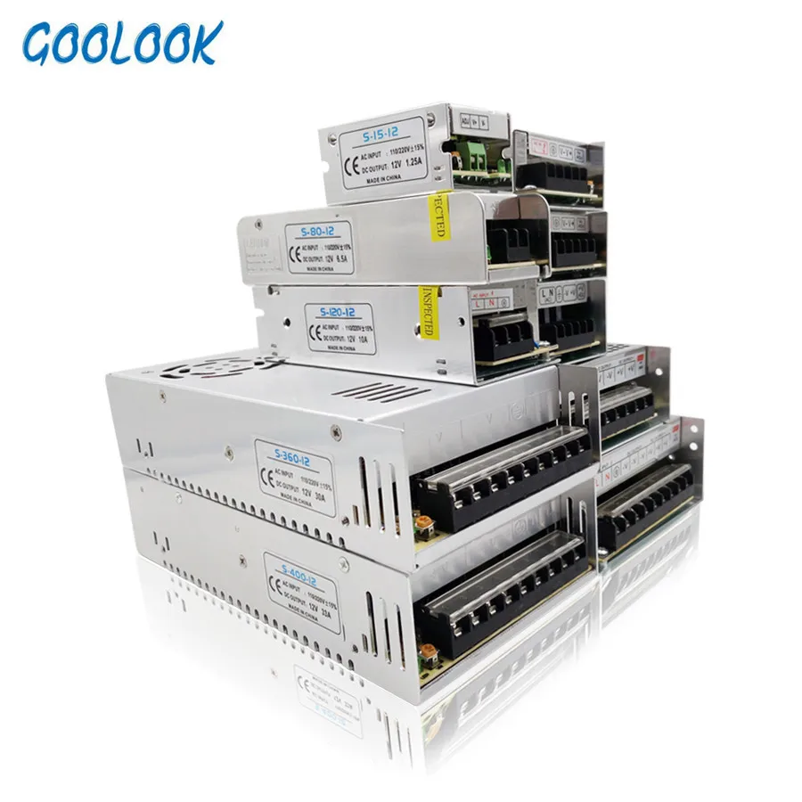 AC110V 220V источника питания светодио дный драйвера 12 В 1.25A 2A 3A 5A 6.5A 10A 15A трансформатор