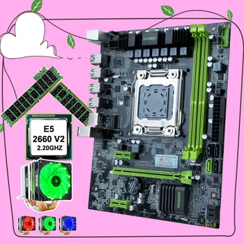 Günstig HUANANZHI X79-6M M-ATX Motherboard Mit Dual M.2 SSD Slot CPU Intel Xeon E5 2660 V2 2,2 GHz 6 Rohre Kühler RAM 32G(2*16G) RECC