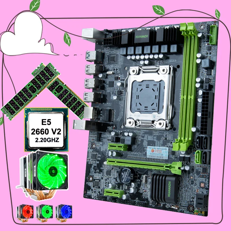 ^Cheap HUANANZHI X79 6M motherboard combo discount motherboard with CPU Intel Xeon E5 2660 V2 2.2GHz 6 tubes cooler RAM 32G(2*16G) RECC