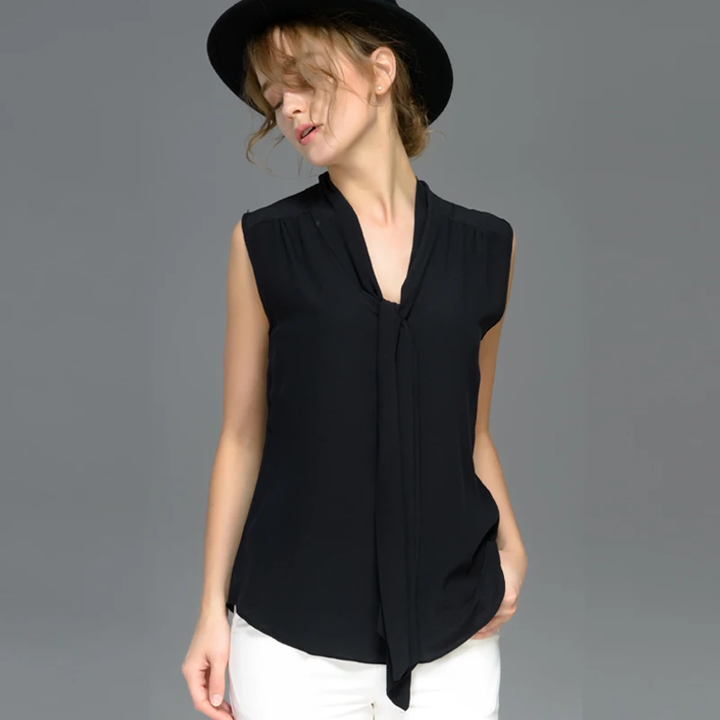 

Fashion Silk T-shirt Women Loose Top 100% Mulberry Silk Sleeveless Bandeaus M L XL Free Shipping