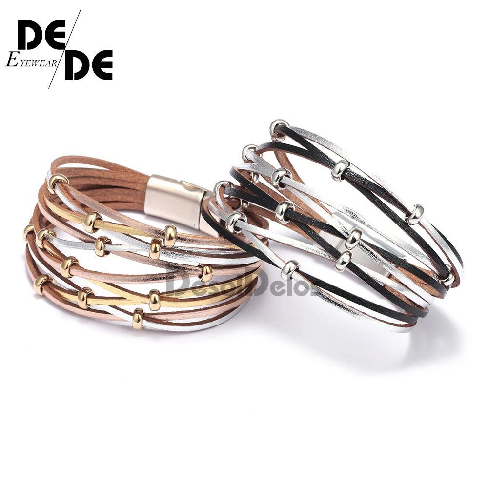 

2019 New Snap Button Jewelry Leather 18mm Snap Button Bracelet Punk Multilayer Leather Bracelet Snaps Jewelry Gift