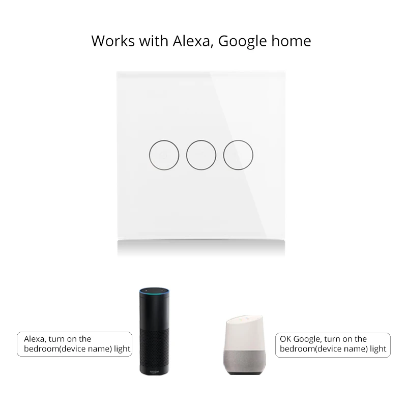 Мини Wi-Fi умный настенный сенсорный выключатель ЕС мощность мобильное приложение дистанционное управление работает с Amazon Alexa Google Home 3 банды не требуется концентратор