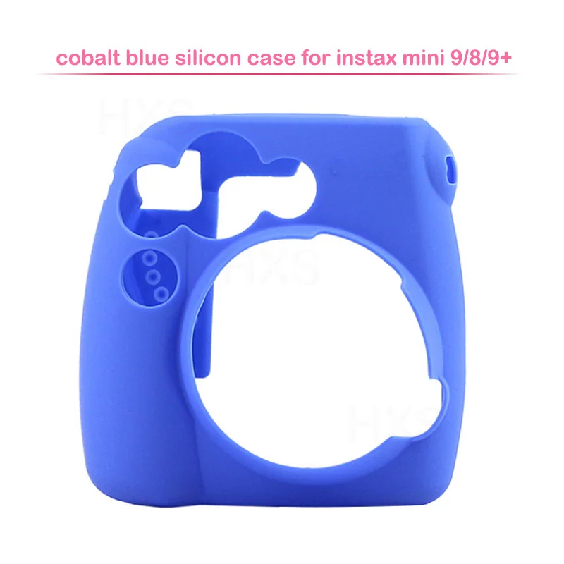 Cobalt Blue Silicone Чехол для Камеры моментальной печати Fujifilm Instax Mini, чехол из искусственной кожи с плечевым ремнем для камеры Instax Mini 9/8+/8 Polariod s - Цвет: Cobalt Blue Silicone