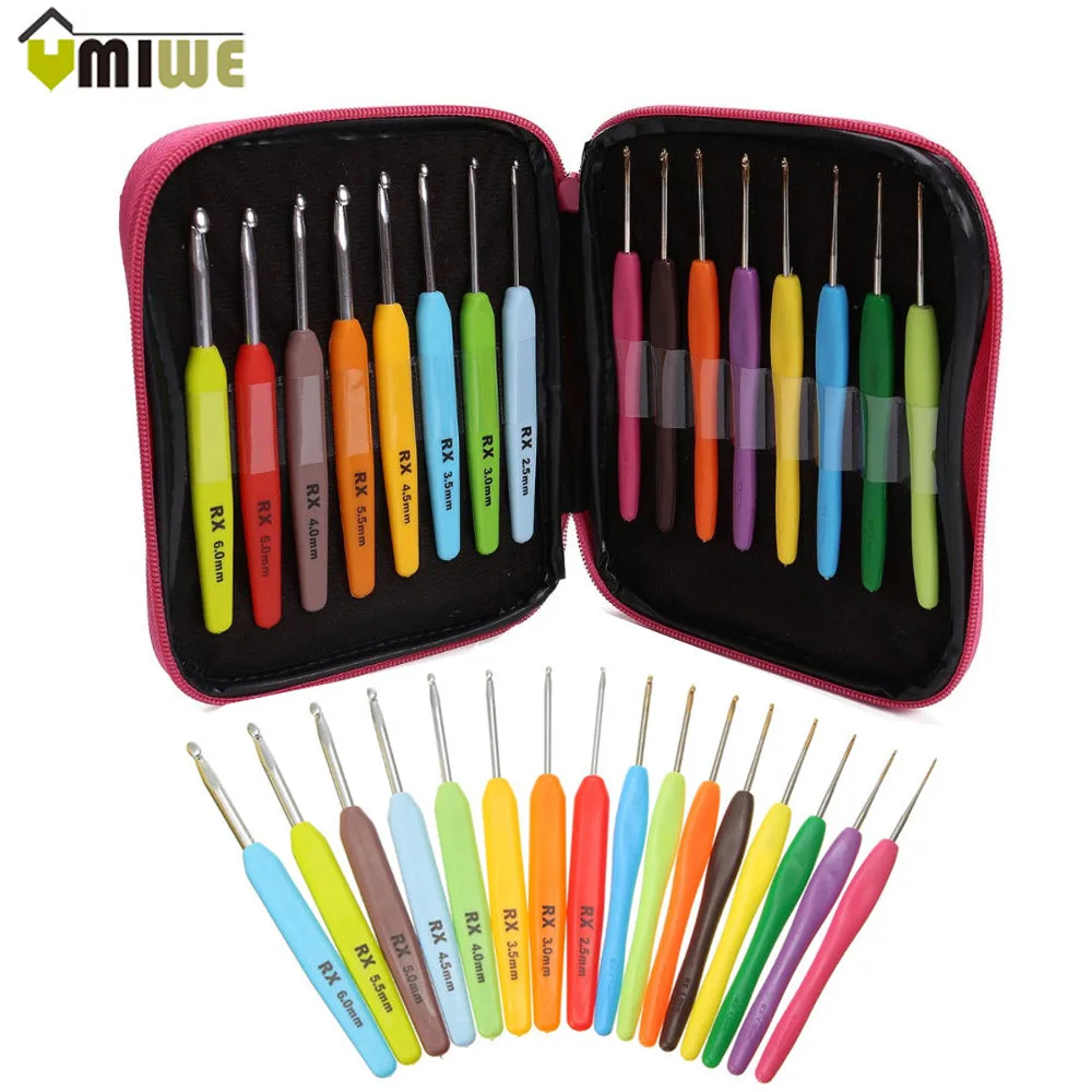 

16pcs 1.0-6.0mm Colorful Aluminum Crochet Hooks Yarn Crochet Needles Stitches Weave Yarn Knitting Craft Case Set Kit With Case