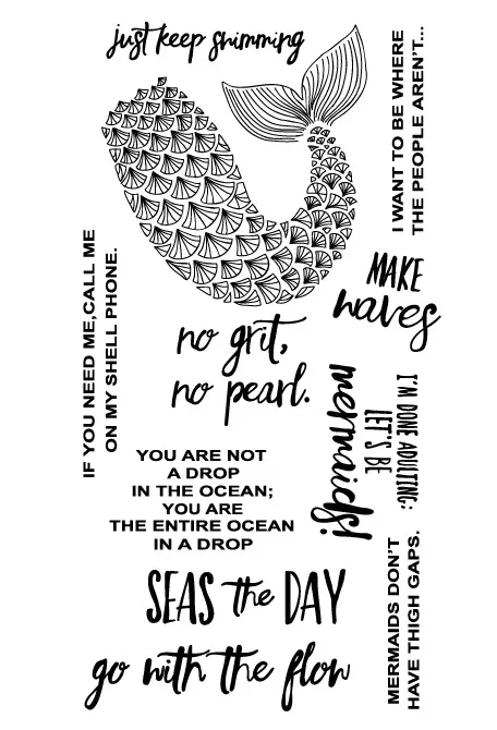 

Mermaid/Fishtail/Transparent Clear Stamps for DIY Scrapbooking/Card Making/Kids Christmas Fun Decoration Supplies