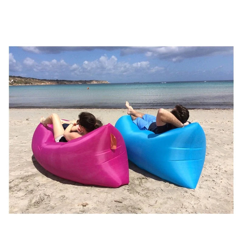 Image Outdoor Portable Inflatable Bed Sleeping Lazy Bag Lounger Pocket Air Sofa Mattress Chair Beach Camping Mat Bed