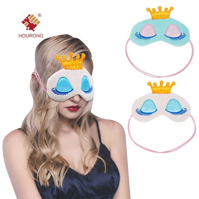 Creative Crown Pattern Sleeping Mask Crown Eyeshade Travel Cartoon Long Eyelashe Eye Mask Blindfold Travel Accessories