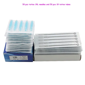 

1RL+1R/3R Tattoo Needles and Tubes Mixed 100PCS- Professional Sterile Tattoo Needles 1RL & Disposable Plastic Tattoo Tips1RT