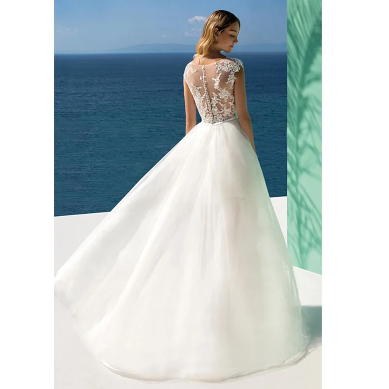 Восьмилетнее свадебное платье, вырез лодочка, аппликация богемные свадебные платья, простое пляжное свадебное платье,, suknia slubna