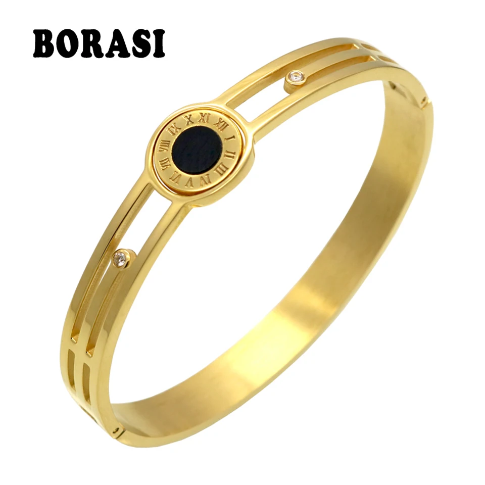 

New Design Turnable (One Side is White,One Side is Black)Female Love Bracelets & Bangles Wholesale Women Stainless Steel Bangle