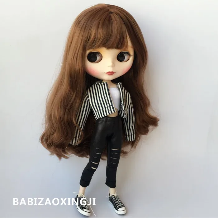 3 шт./компл. куртка в полоску+ Топы+ отверстие Штаны для Pullip кукла 1/6 модные Blyth одежда Кукла длиной 30 см Костюмы аксессуары для куклы Барби