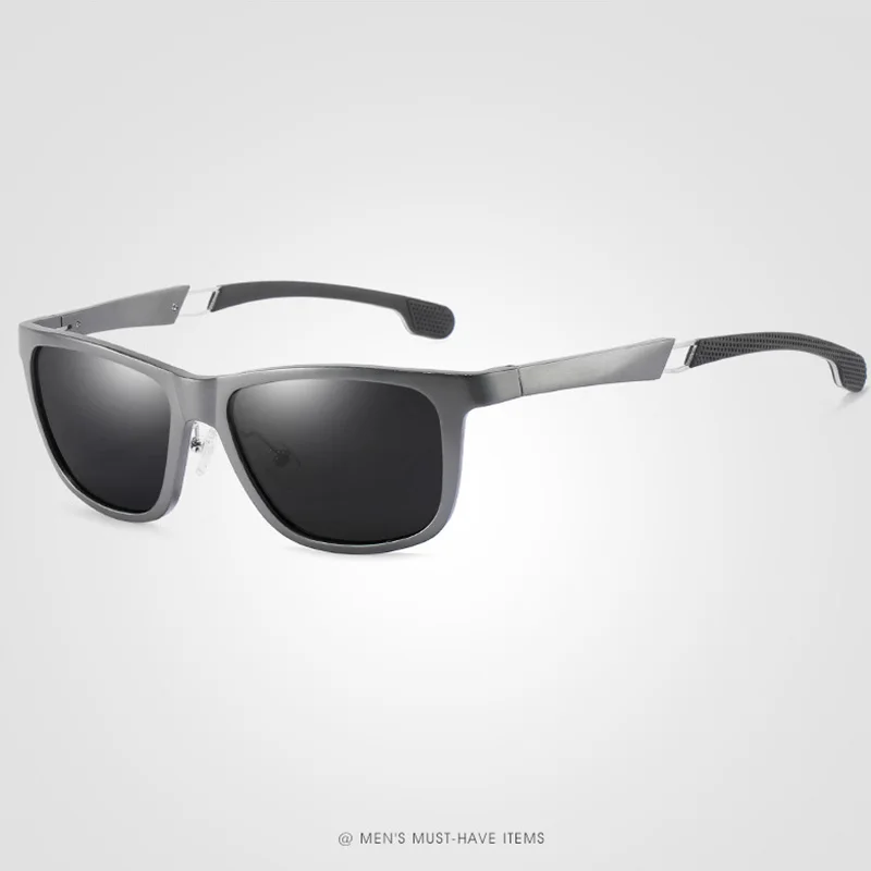 HDCRAFTER Мужские Винтажные алюминиевые квадратные поляризованные солнцезащитные очки Классические брендовые солнцезащитные очки с покрытием линзы для вождения для мужчин/женщин - Цвет линз: Gray
