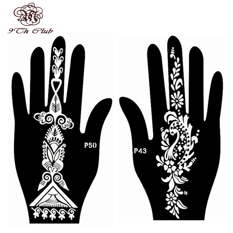 4 Adet Kolay Kadin El Kina Dovme Stencil Kullanimlik Stencil