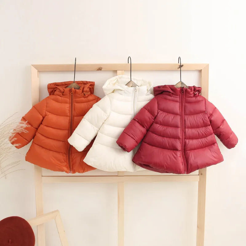 

Girls Baby Down Purple Color Hooded Coat With Big Hems