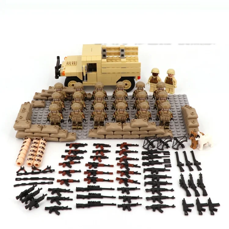 Пустыня Спецназ США DIY военное оружие playmobil аксессуары brinquedos Мини фигурки строительный блок кирпич оригинальные игрушки