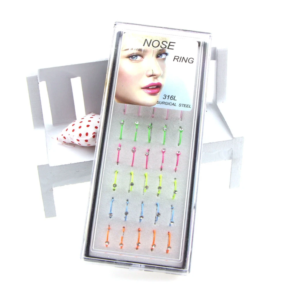

40pcs Fashion Colorful Fake Nose Ring Studs Punk Crystal Lip Ear Nose Clip On Fake Piercing Lip Hoop Rings Earrings Body Jewelry