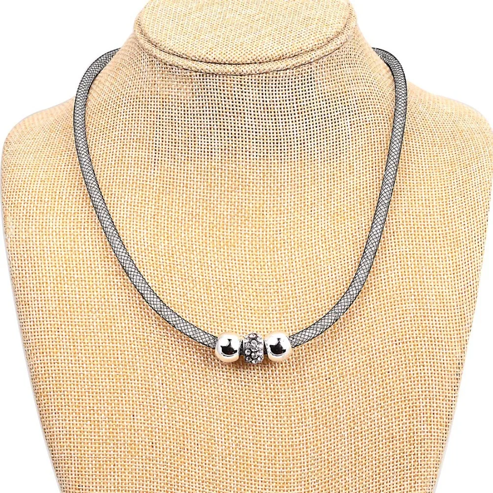 12pcs Wholesale Crystal Charm Statement Necklace For Women Mesh Chain