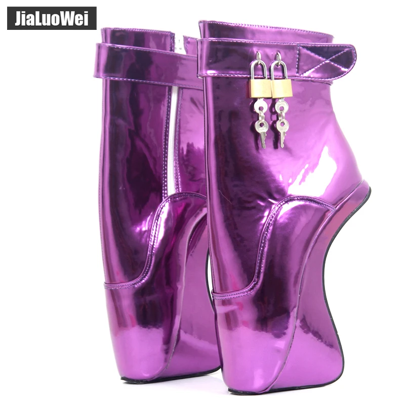 

jialuowei Women 7"/18CM Extreme High Heels Ballet Ankle Boot Buckle Heelless Wedges Zipper Sexy Fetish Exotic Dance Party Boots
