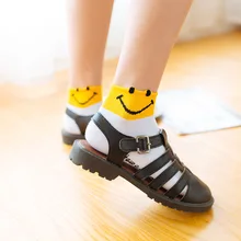 5 пар/лот, японские милые носки, женские хлопковые носки с рисунком смайлика, женские короткие Дышащие носки, уличная женская одежда