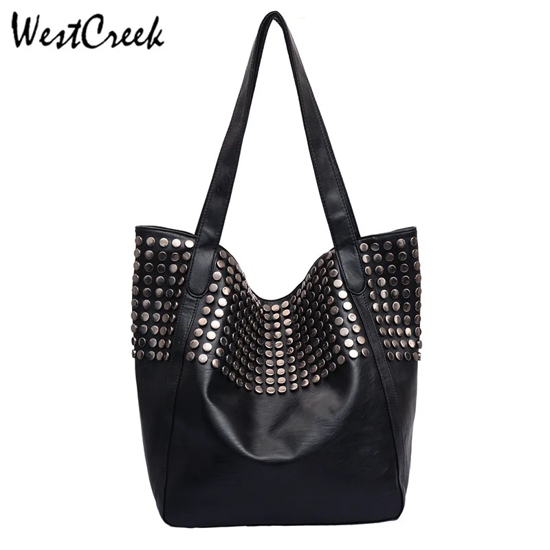 

WESTCREEK Brand Luxury Handbags Women Bags Designer Large Capacity Tote Bags Female Leather Shoulder Bag Rivet Vintage Hand Bag