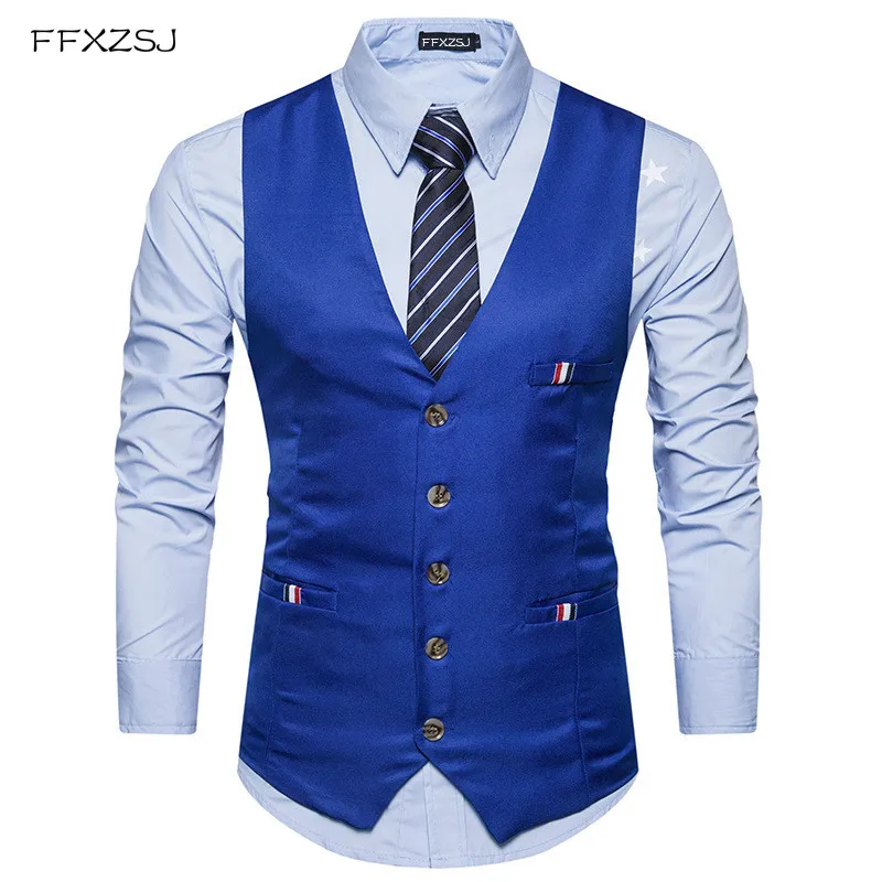 Классический мужской костюм жилет новинка 2017 повседневный облегающий без