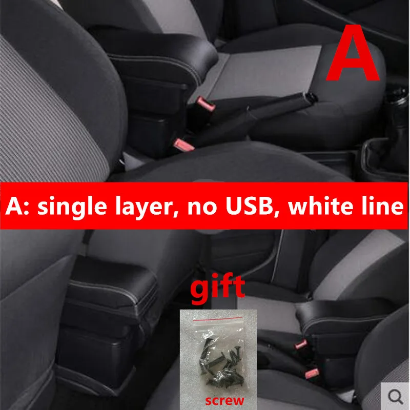 For nissan note armrest box central Store content box products interior Armrest Storage car-styling accessories parts - Color Name: A black White line