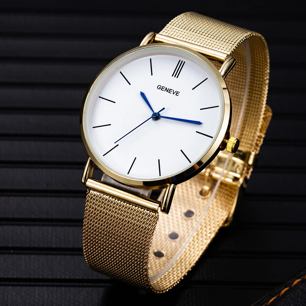 Мужские Роскошные часы GENEVE Montre Homme простые из нержавеющей стали 2019 Классические