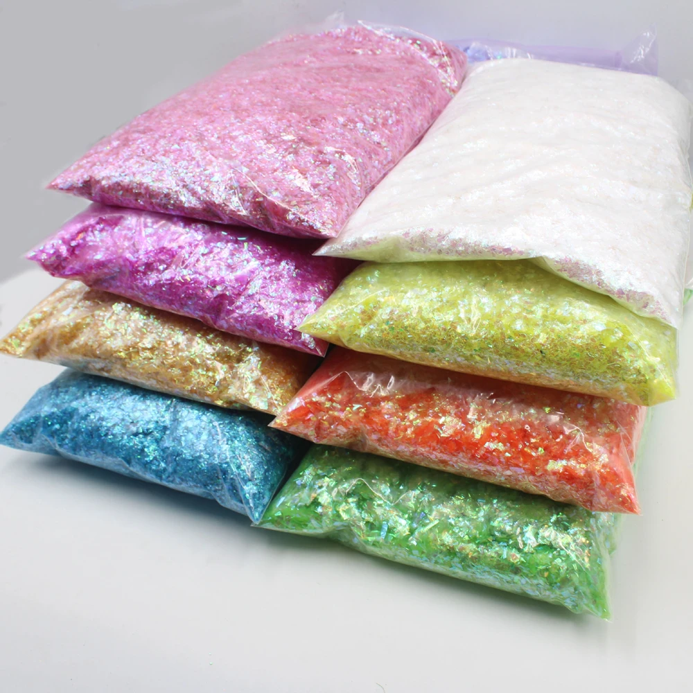 Billige 500g Candy papier scherben magie farbigen Nagel Charme Glitter 3D Pailletten Spangles Maniküre Nägel Kunst Dekorationen Schmuck Zubehör
