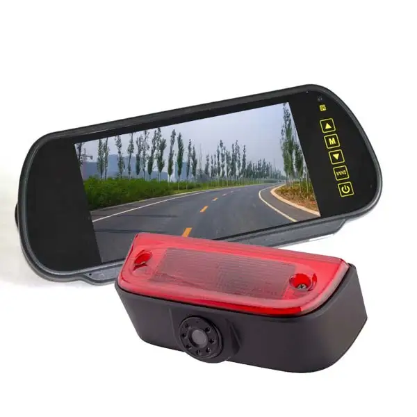 Brake Light Reverse Backup Camera 7 Inch Clip-on Rear View Mirror Monitor for Nissan NV 1500 2500 3500 Van Vardsafe VS503K
