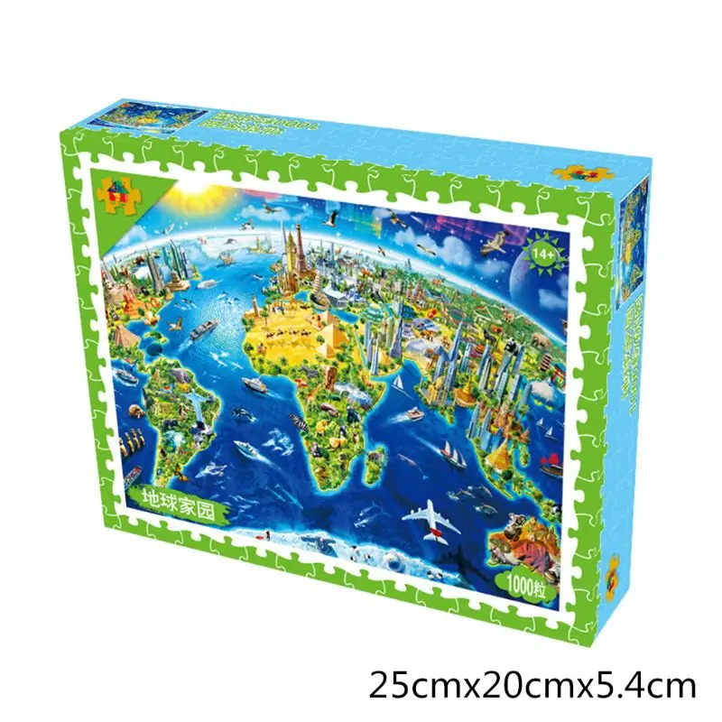 

Premium New World Landmarks Map-1000 Piece Jigsaw Puzzle for Kids Every Piece is Unique Pieces Fit Together Perfectly