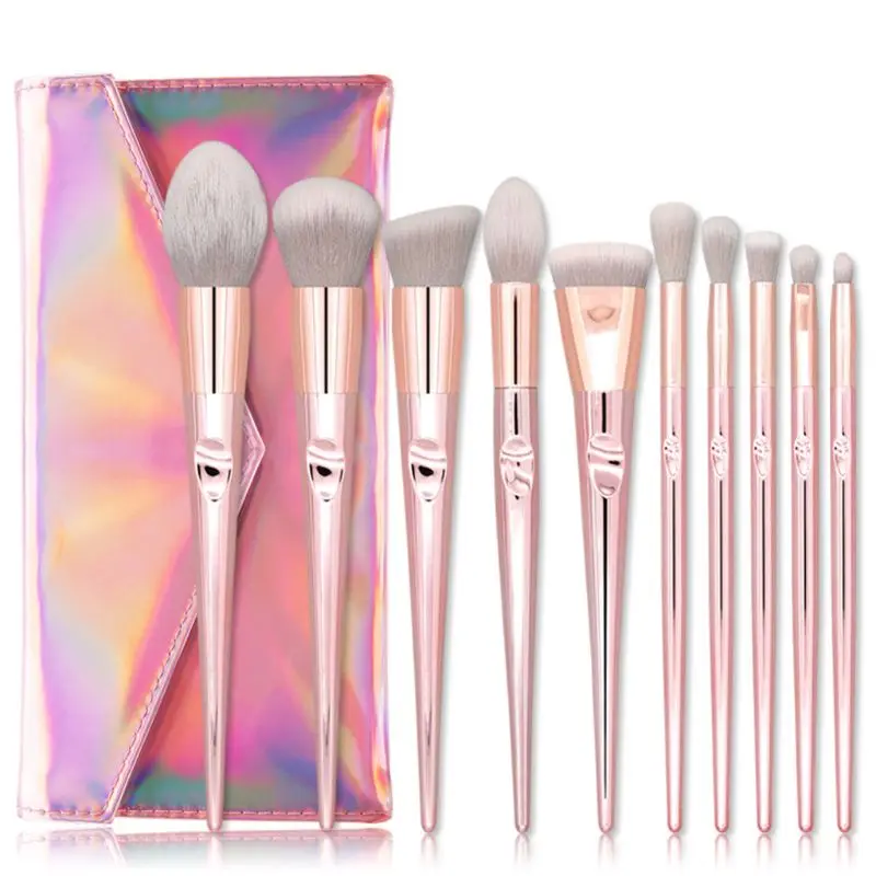 

Free shipping 10pcs Makeup Brushes Set Powder Foundation Eyeshadow Brush Tool with Case