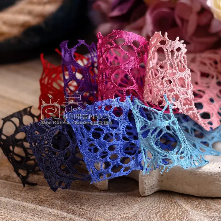 

50yards 40mm 70mm polyester grid mesh korean ribbon for garment apparel accessories gift packing decorative hair bow decoration