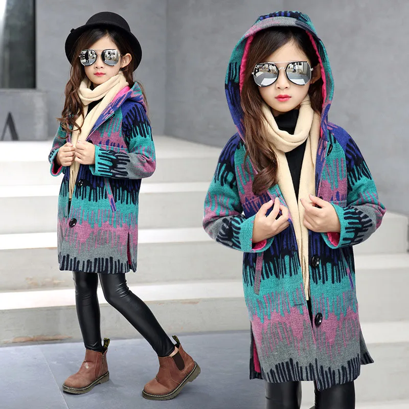 Новая осенне-зимняя куртка для девочек детская одежда модные куртки длинная теплая одежда Детские пальто Верхняя одежда с капюшоном для девочек - Цвет: picture