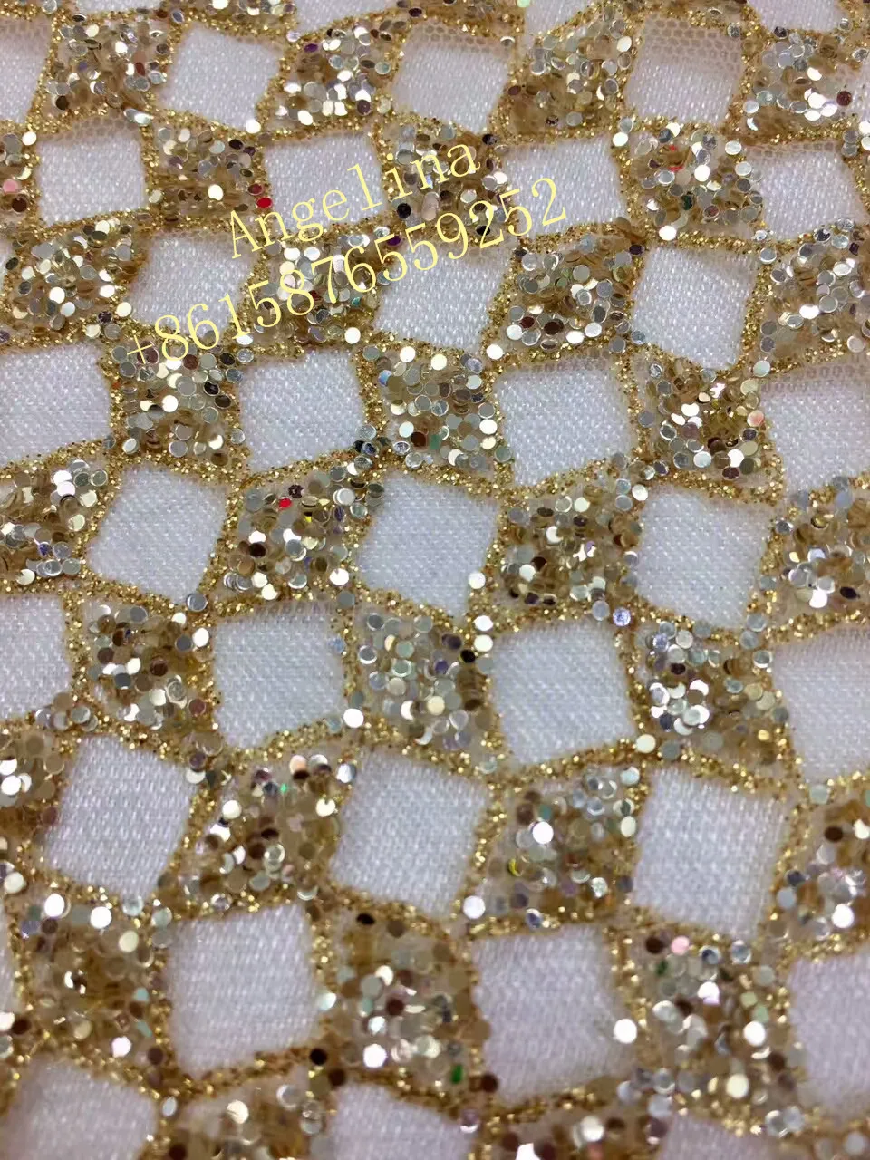 

fancy glued print glitter tulle BZL-11214 african India dress fabric in gold color for wedding/evening/party dress