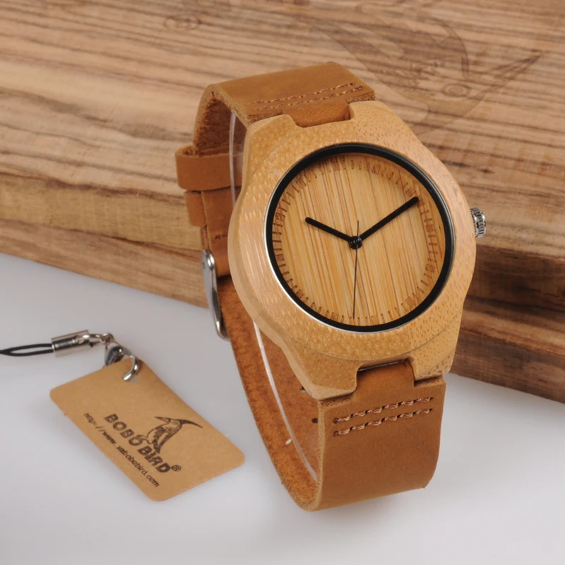 BOBO BIRD men Watches women Wooden Bamboo Watch ladies Quartz lover's clock with Leather Strap as Gift in wood box custom