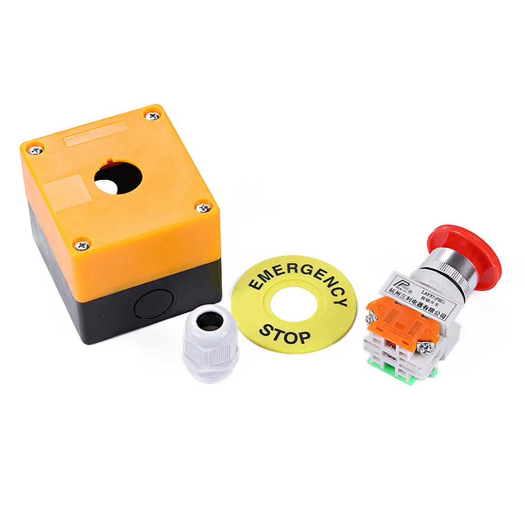 Waterproof Red Sign Emergency Stop Mushroom Cap Emergency Stop Push Button Switch NO+NC AC660V/10A
