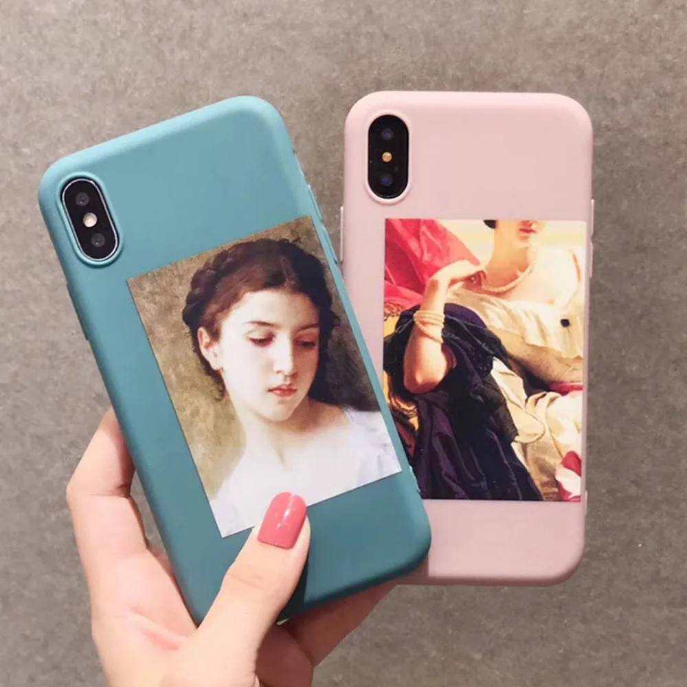 

Luxury Retro Art Painted Phone Case For iphone XS Max Case For iphone XR X 6S 6 7 8 Plus Ultra Slim Soft TPU Back Case Cover