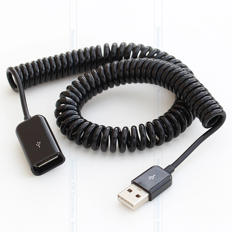 2 متر الكوع الربيع ملفوف usb 2.0 ذكر إلى أنثى تمديد كابل بيانات متزامنة شاحن