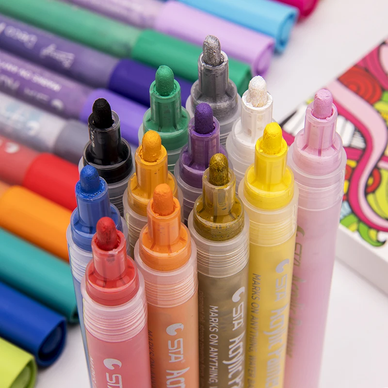 Billig STA 24 Farben Acryl Paint Marker Pen Marker Skizze Schreibwaren Malerei Crafting graffiti Glas Keramik Kunst Malerei Zeichnung