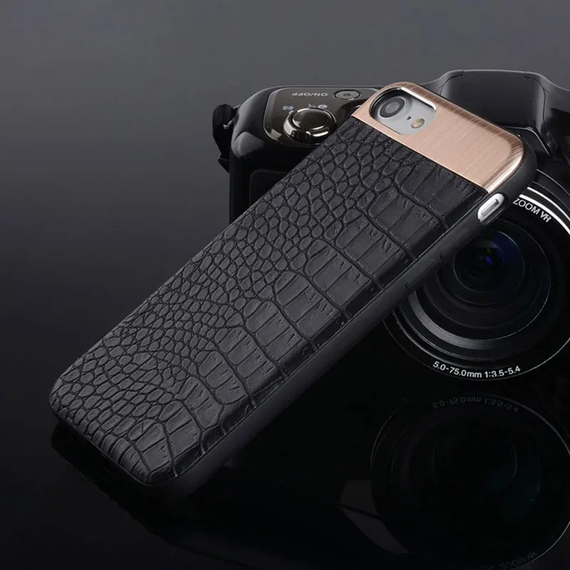 

luxury business style copue for iphone 6 case crocodile texture pu leather magnet matel back cover case for iphone 6 6s Plus 7 8